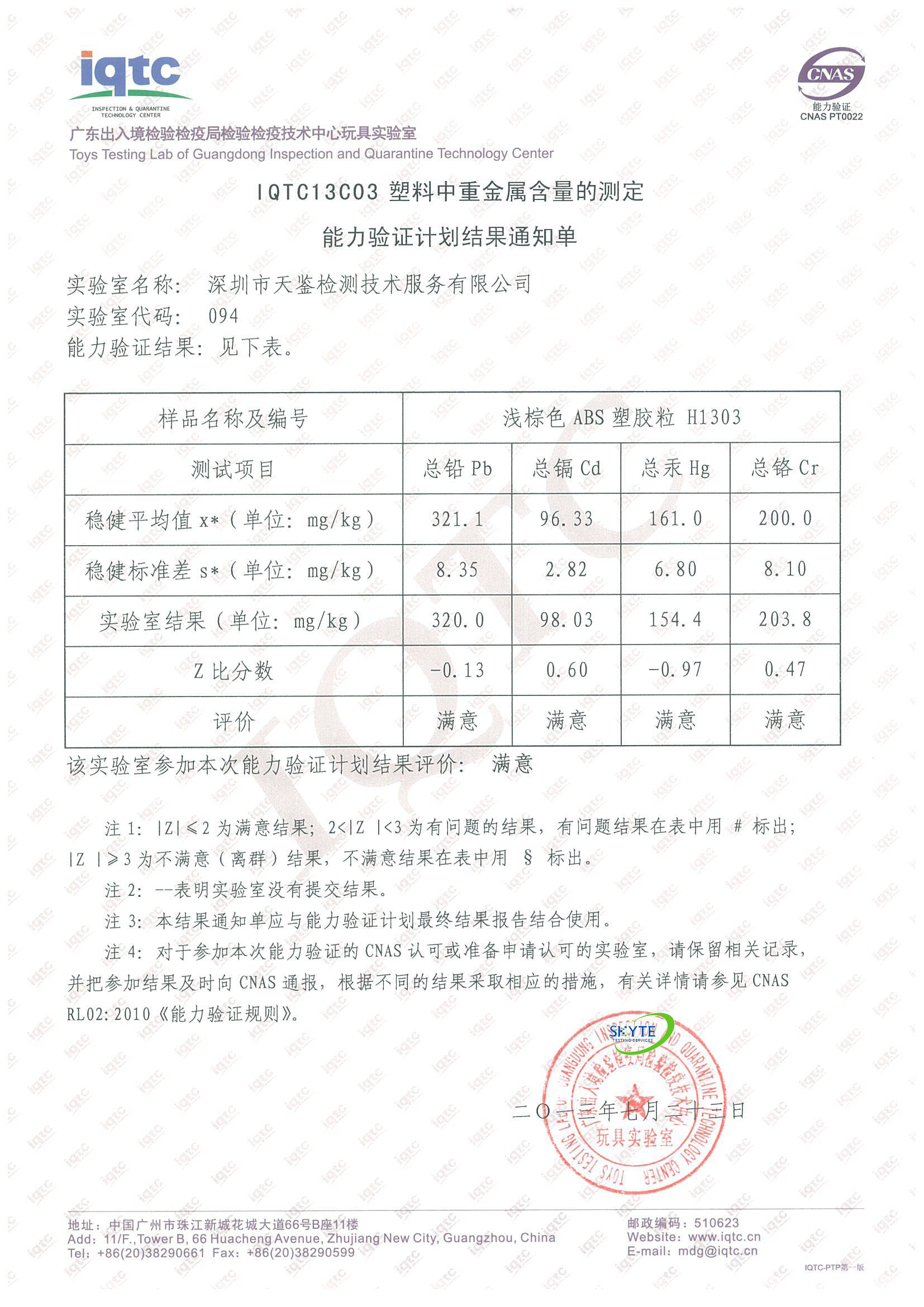 IQTC13C03 塑料中重金屬含量的測定能力驗證